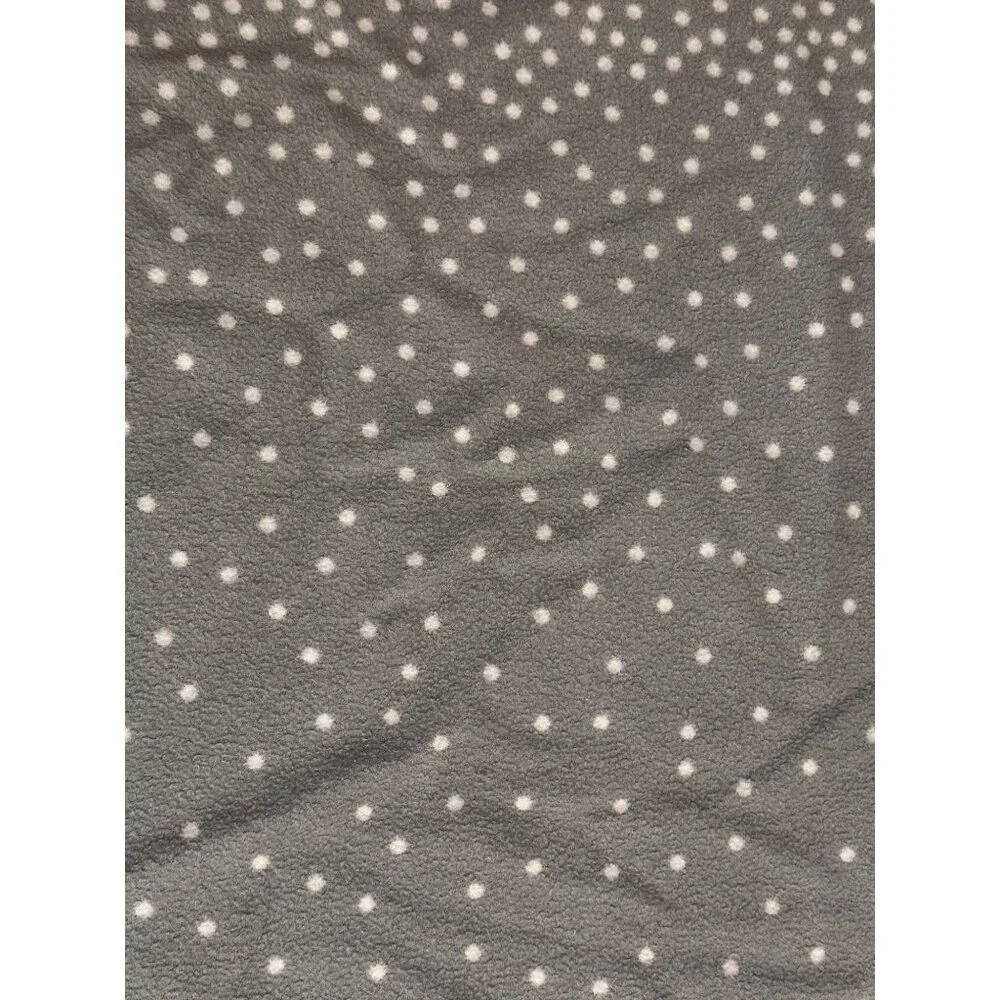 Pottery Barn Kids acrylic reversible grey white polka dots baby security blanket